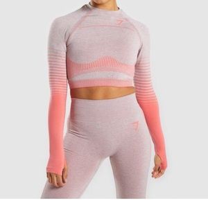 Gymshark coral and taupe amplify seamless set